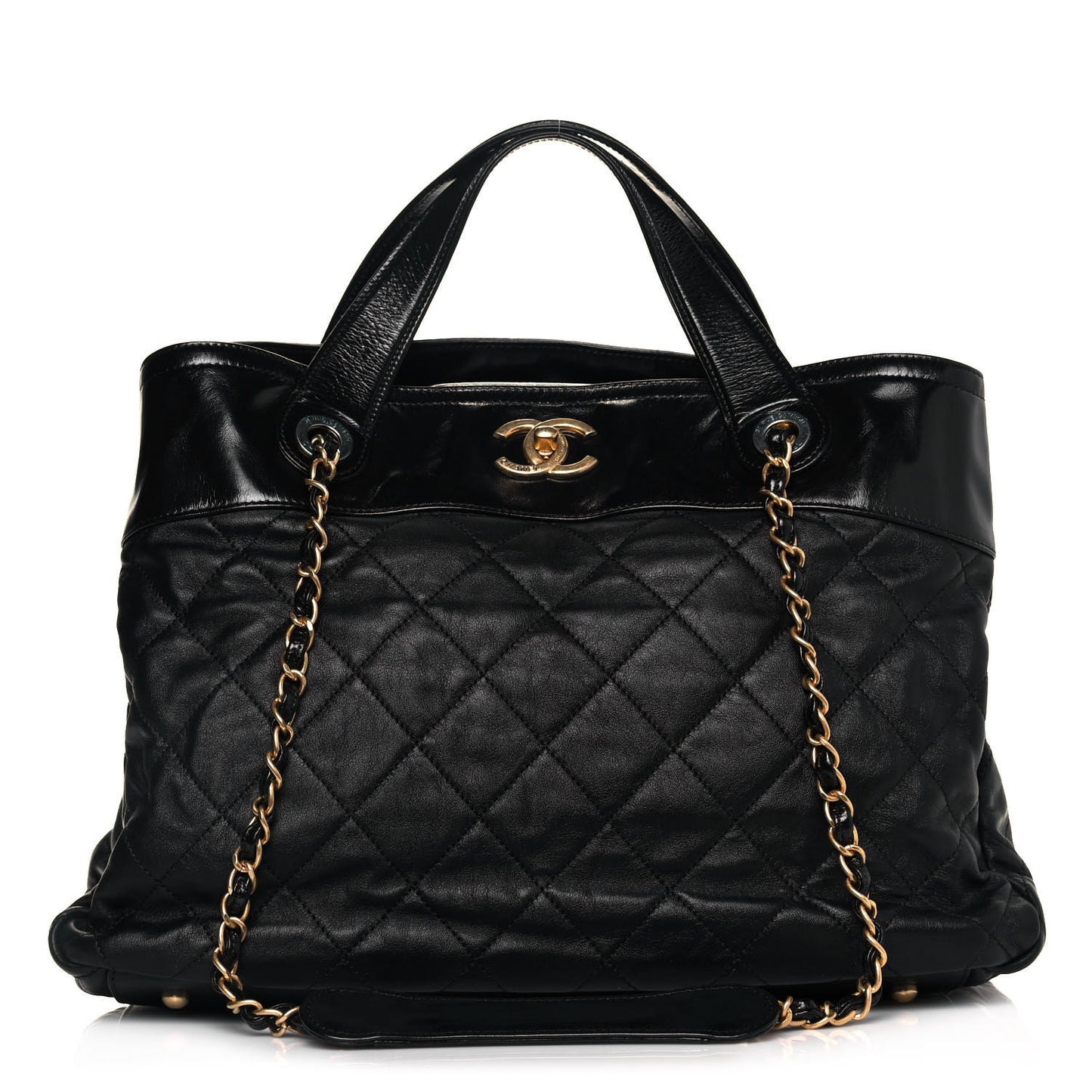 Iridescent Calfskin Large In the Mix Tote Black