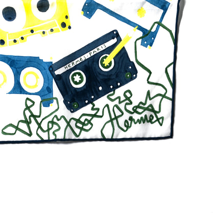 Hermes Cotton Mix Tape Scarf 70 White Jaune Citron 2 of 4