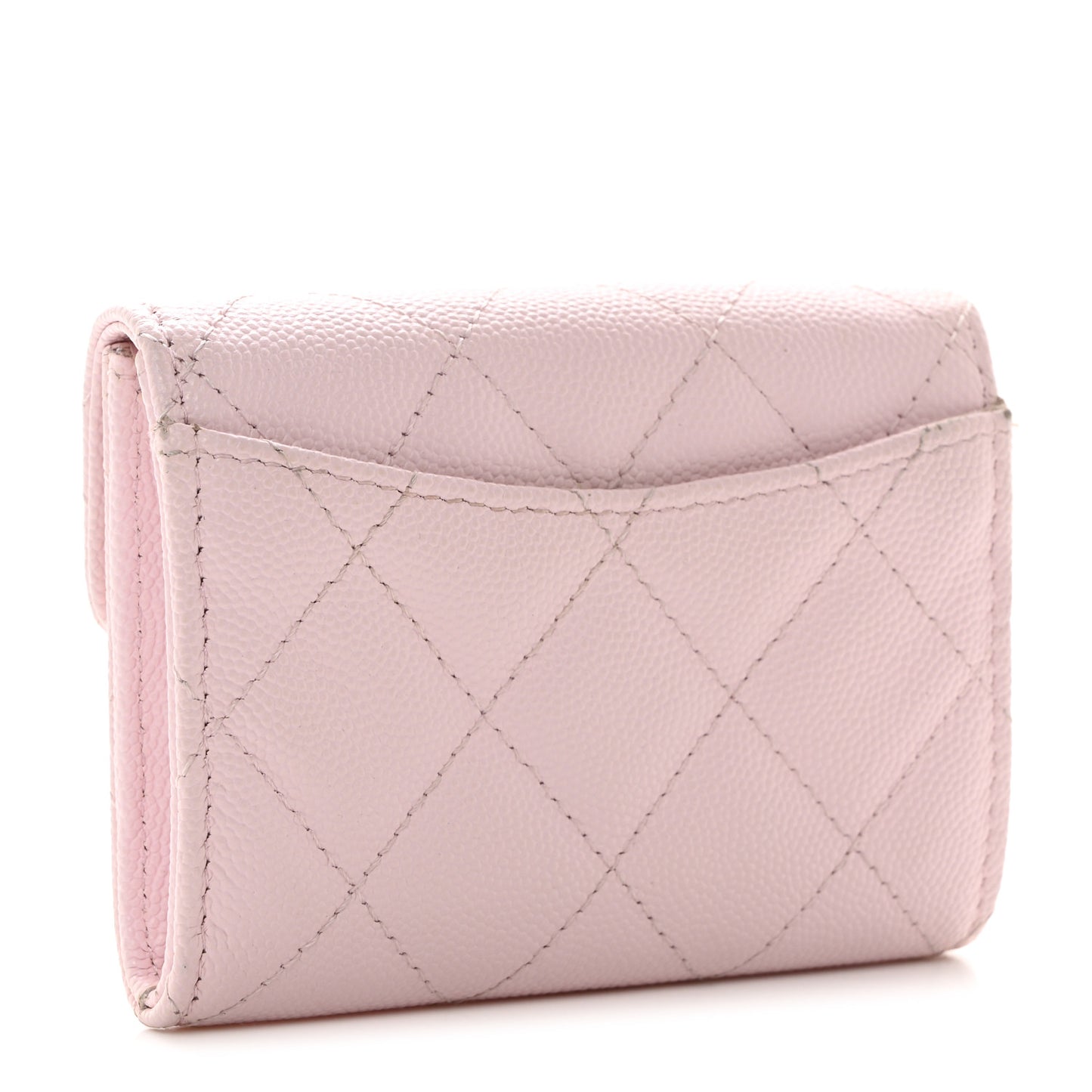 Caviar Quilted Flap Card Holder Wallet Light Pink