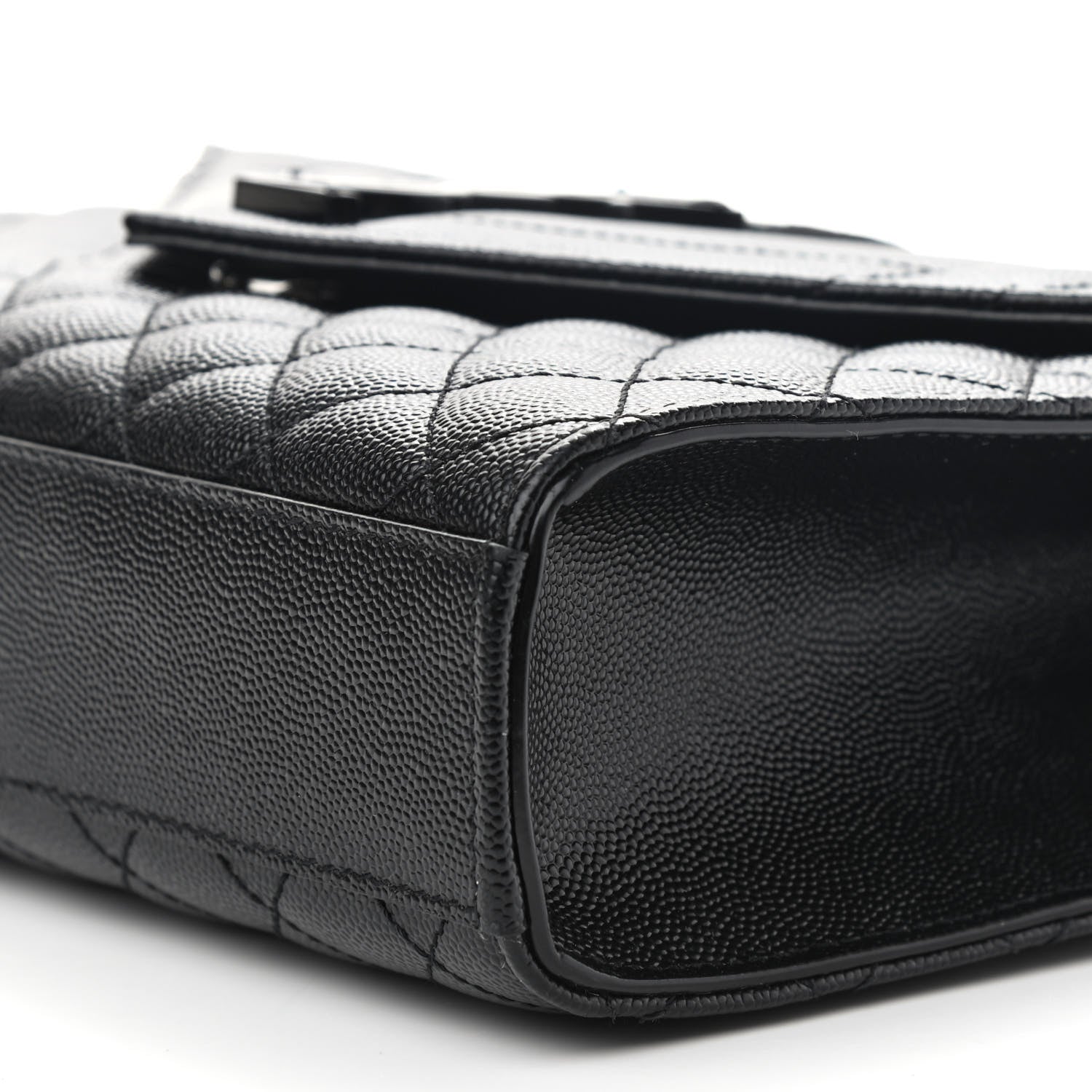 Saint Laurent Grain De Poudre Textured Mixed Matelasse Triquilt Medium Monogram Satchel Black 9 of 9