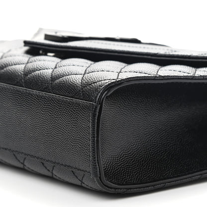 Saint Laurent Grain De Poudre Textured Mixed Matelasse Triquilt Medium Monogram Satchel Black 9 of 9