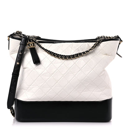 Chanel Aged Calfskin Quilted Maxi Gabrielle Hobo White Black 1 of 12