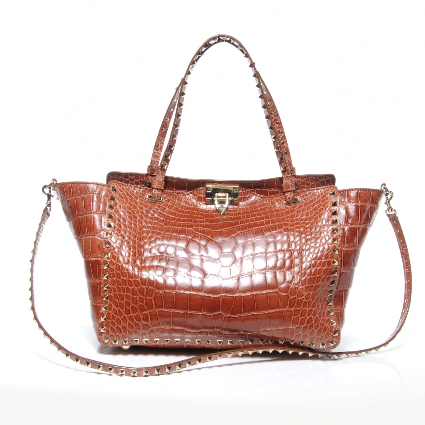 Alligator Rockstud Tote Brown