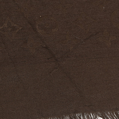 Louis Vuitton Silk Wool Monogram Shawl Brown 4 of 7