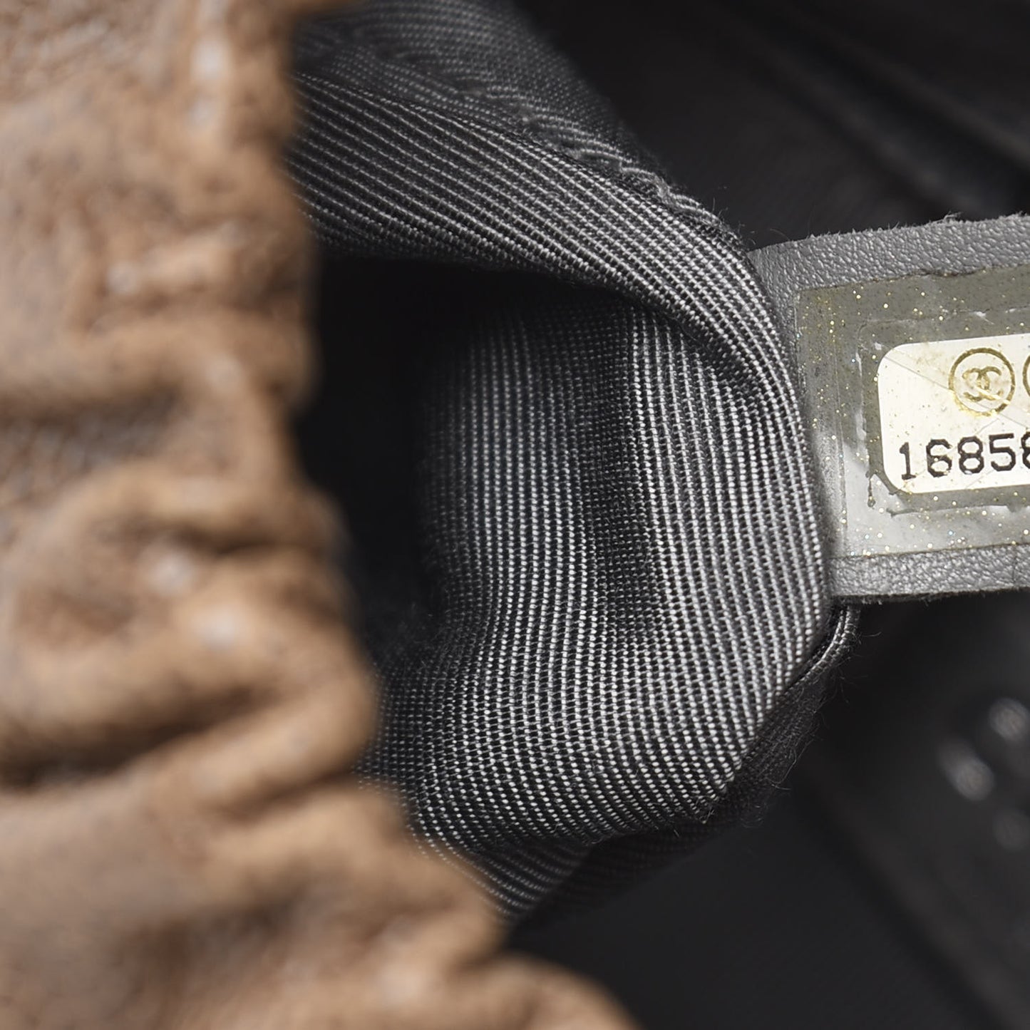 Grained Calfskin Quilted Medium Elastic Flap Taupe