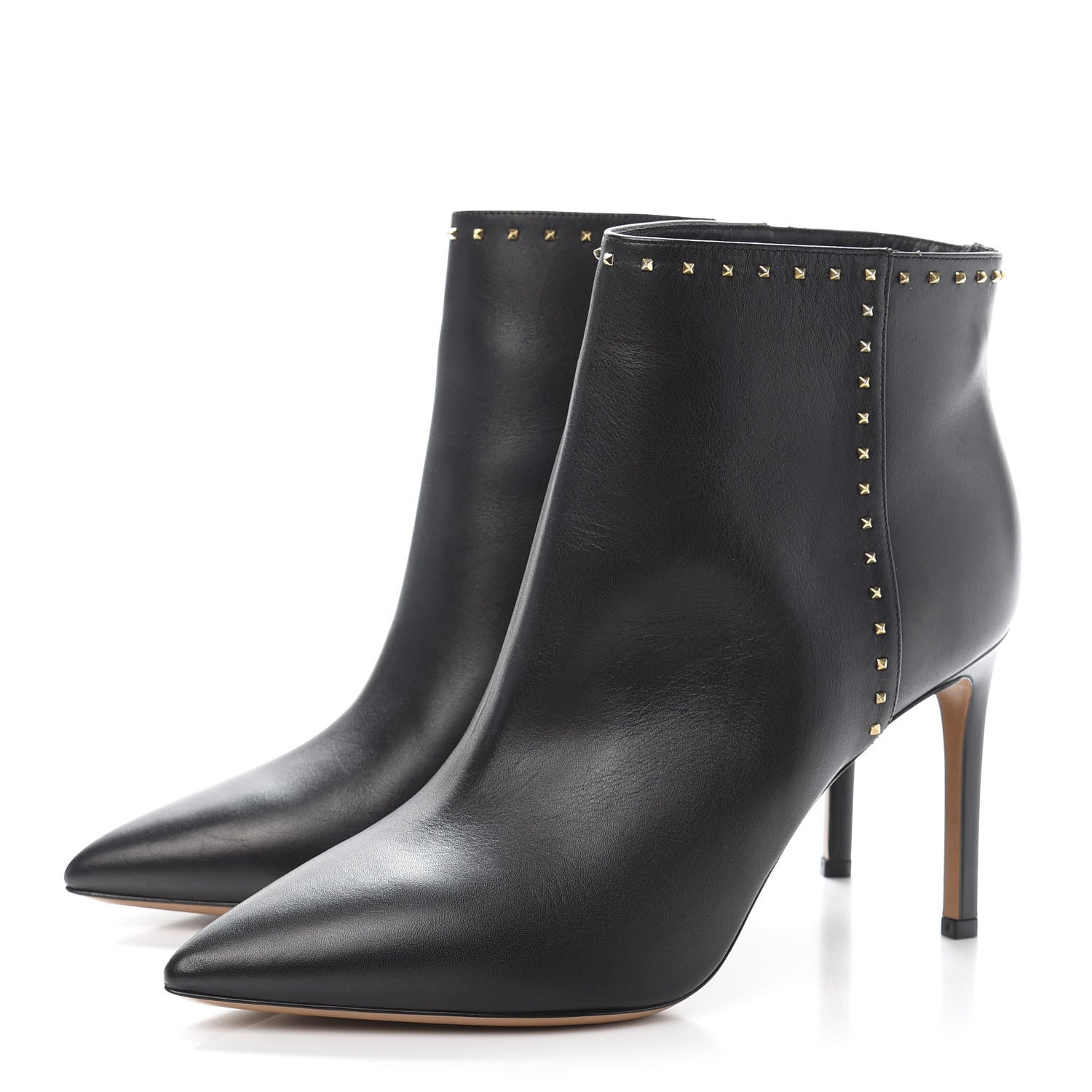 Valentino Garavani Calfskin Lovestud Ankle Boots 38 Black 3 of 8