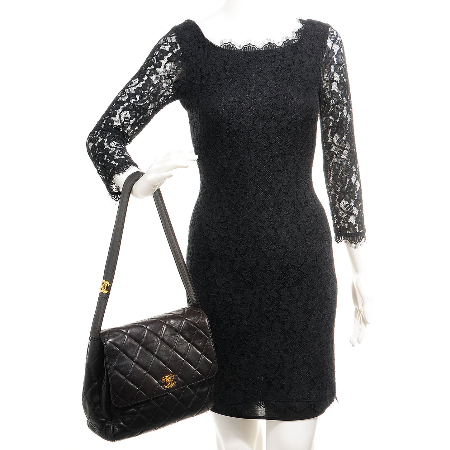 Lambskin Quilted Flap Shoulder Bag Black