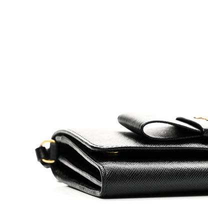 Prada Saffiano Bow Flap Wallet Black 8 of 10