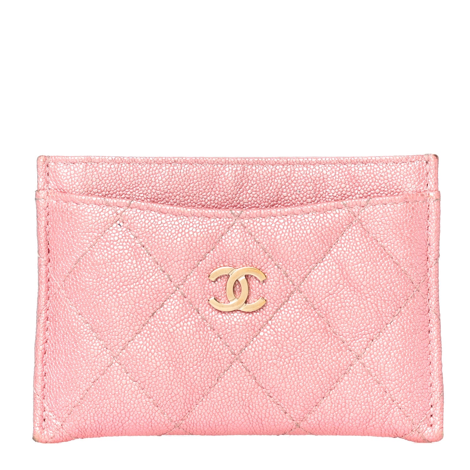 Chanel Iridescent Caviar Quilted Card Holder Pink 1 of 14