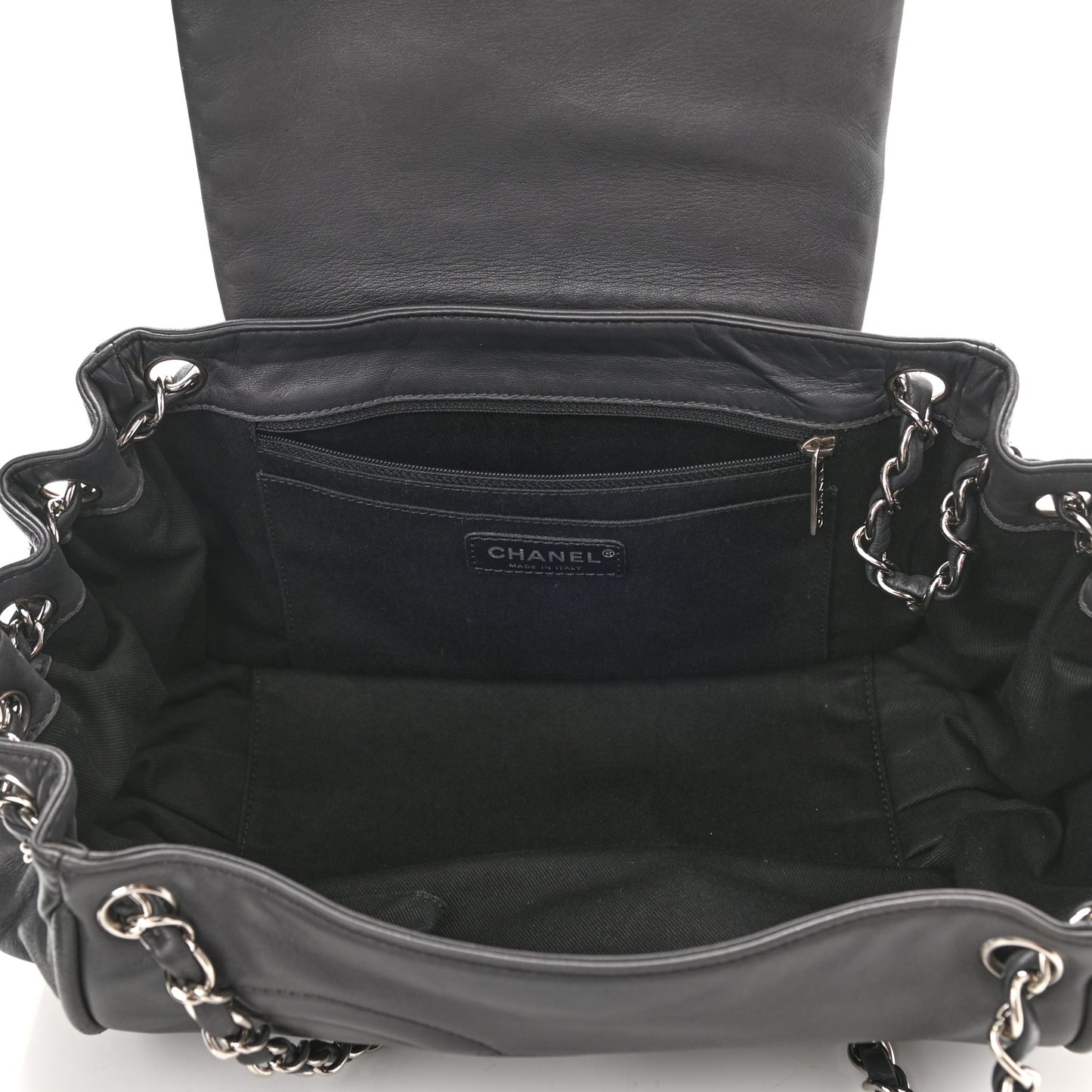 Lambskin Diagonal Ligne Accordion Flap Grey