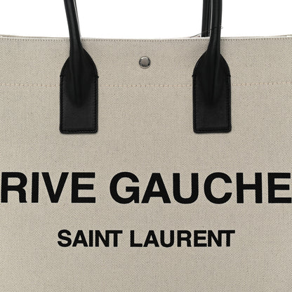 Saint Laurent Linen Calfskin Rive Gauche Tote Optic White 8 of 10