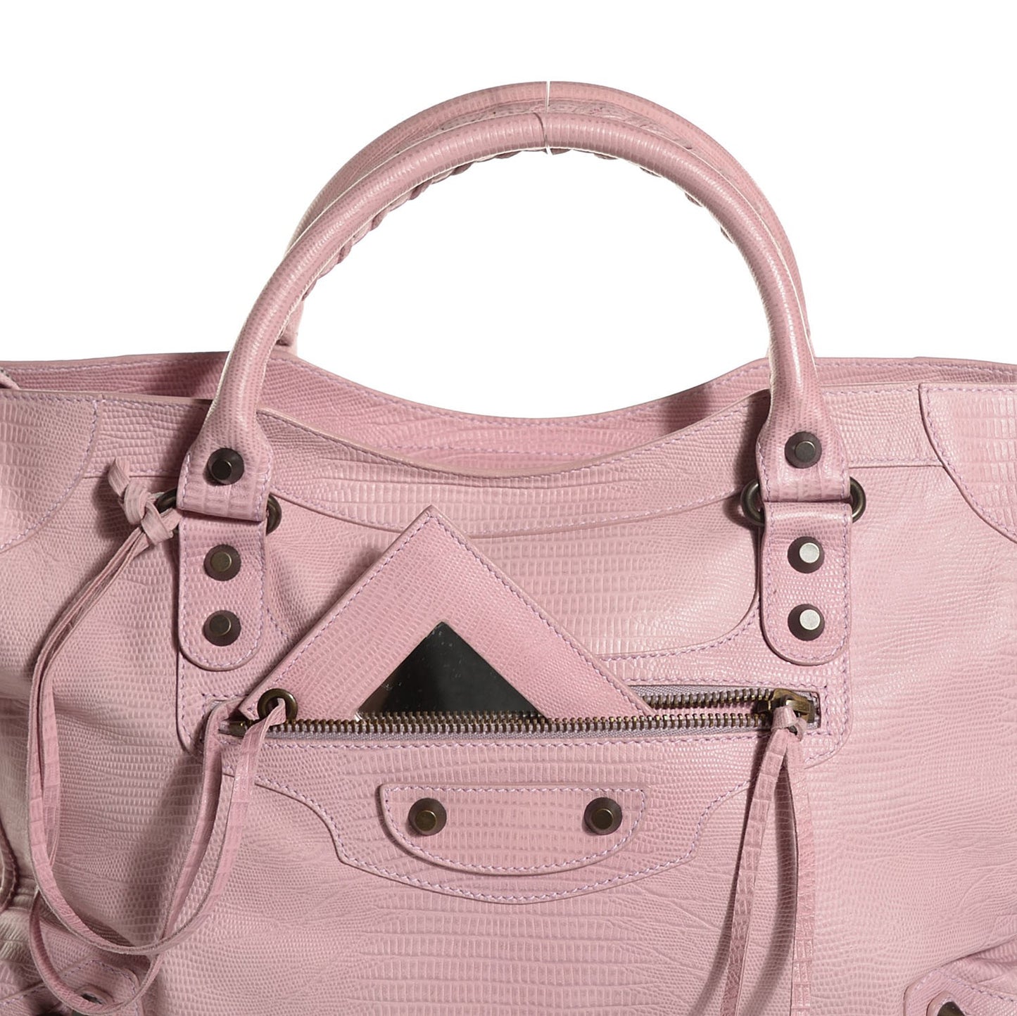 Agneau Classic Hardware Lizard Embossed City Parme