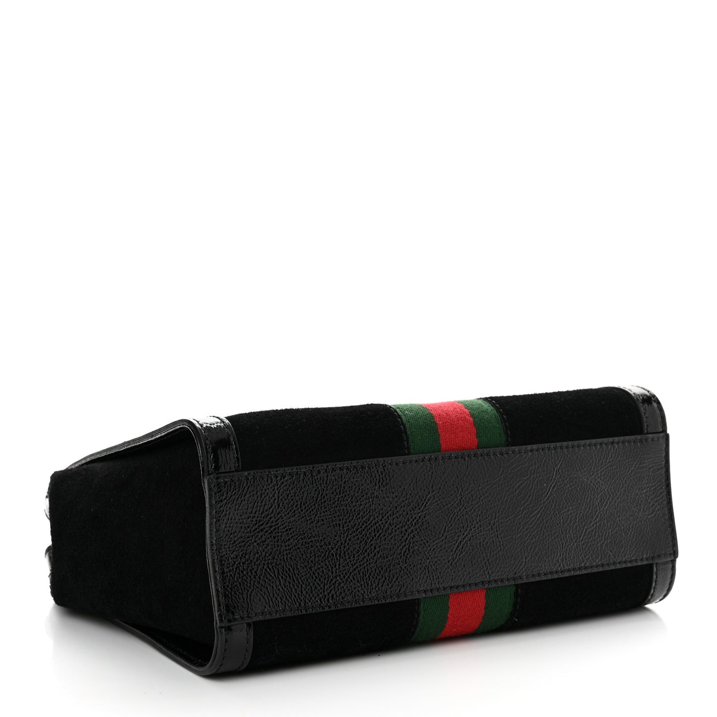 Suede Patent GG Web Small Ophidia Tote Bag Black