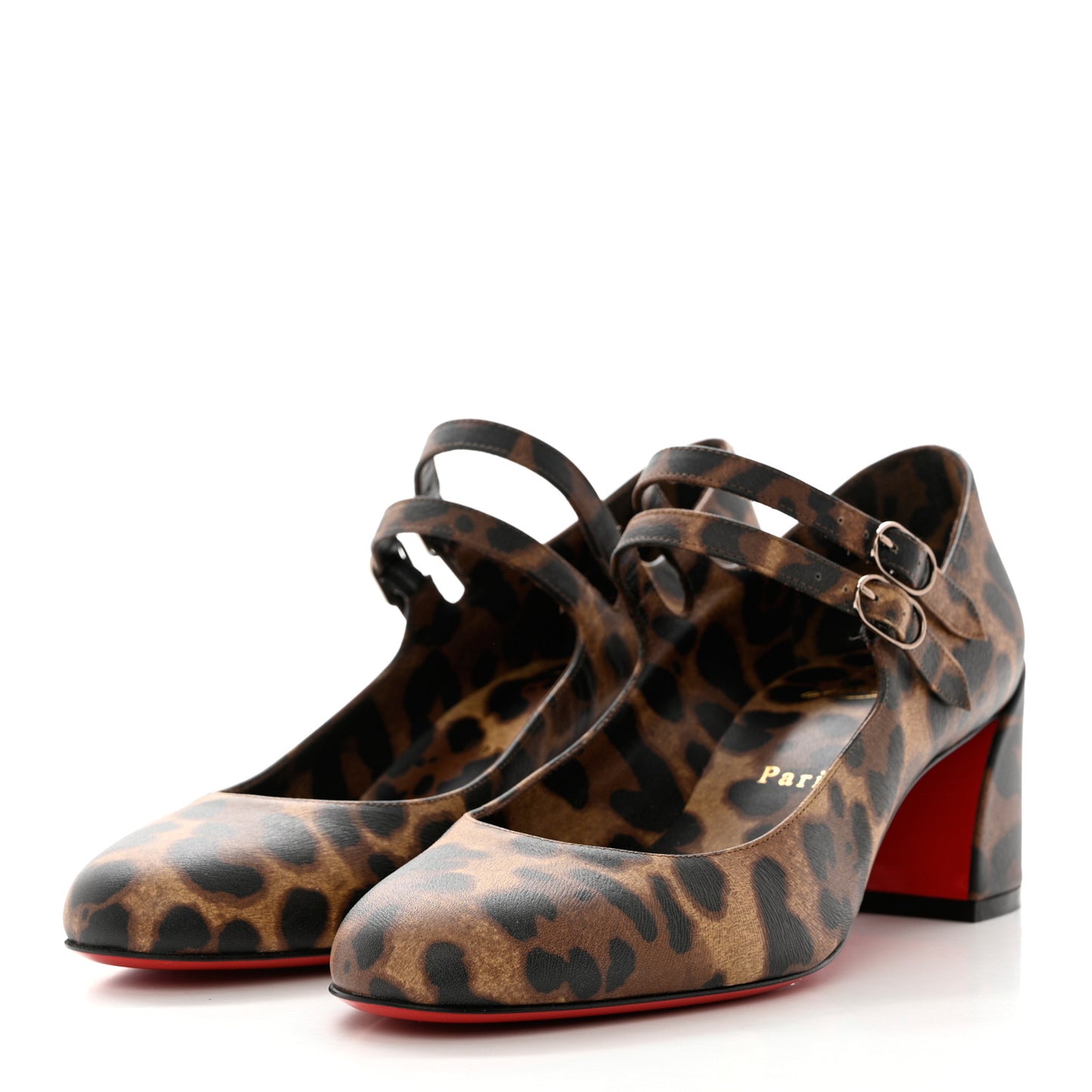 Calfskin Miss Jane Mary Janes 55 Pumps 36.5 Leopard