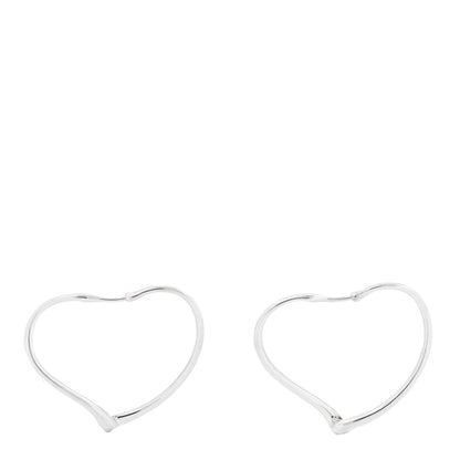 Tiffany Sterling Silver Small Elsa Peretti Open Heart Hoop Earrings 1 of 5