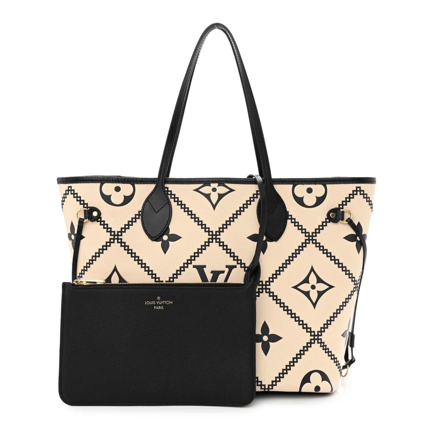 Louis Vuitton Empreinte Monogram Giant Broderies Neverfull MM Cream Black 1 of 12