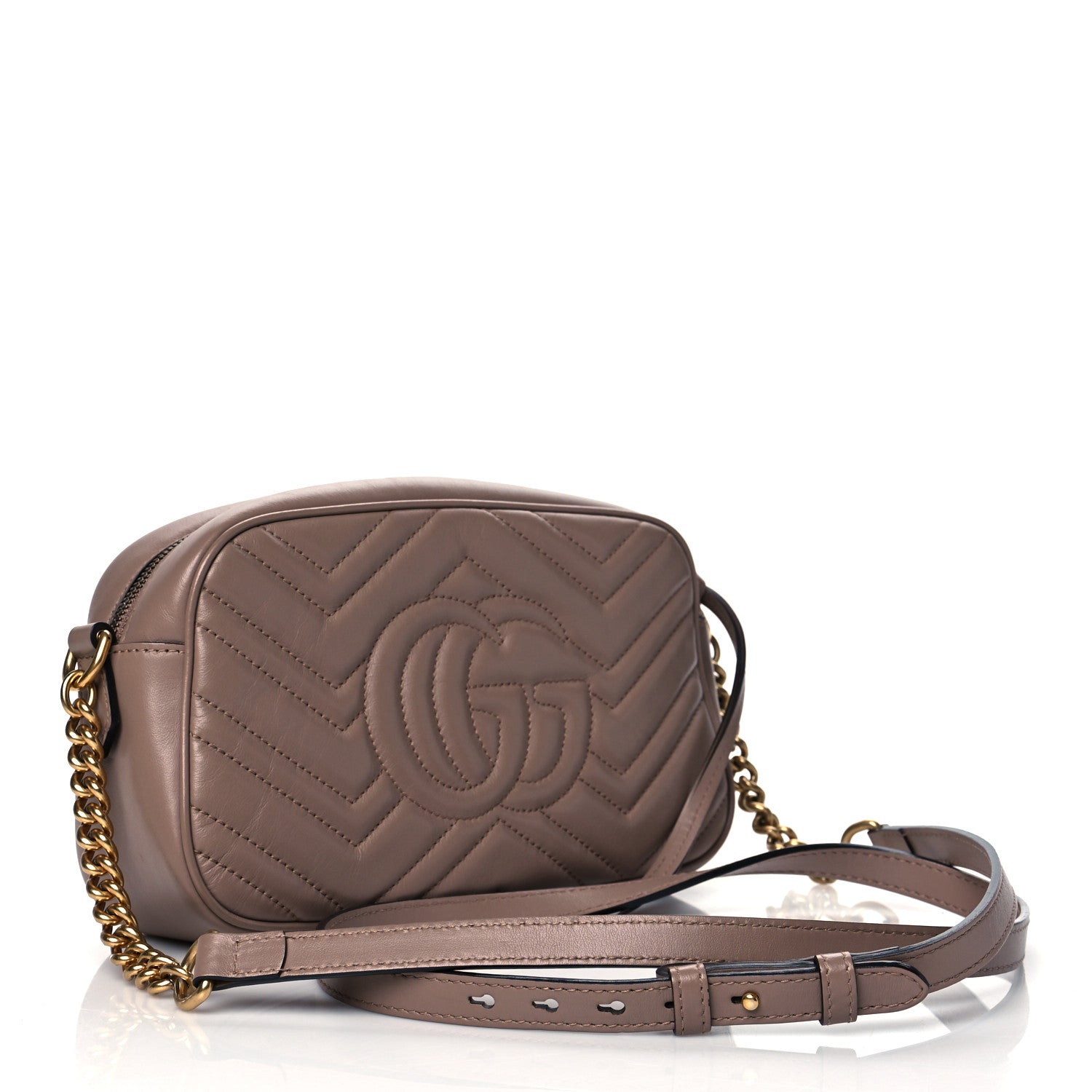 Gucci Calfskin Matelasse Small GG Marmont Chain Shoulder Bag Porcelain Rose 3 of 11