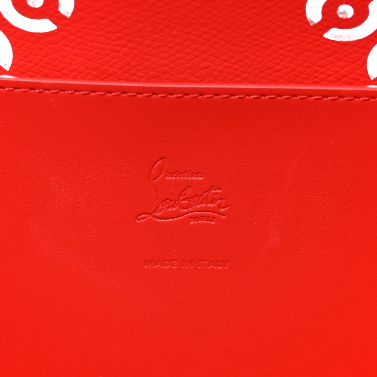 Calfskin Perforated Large Loubinthesky Cabarock Spikes Tote Snow