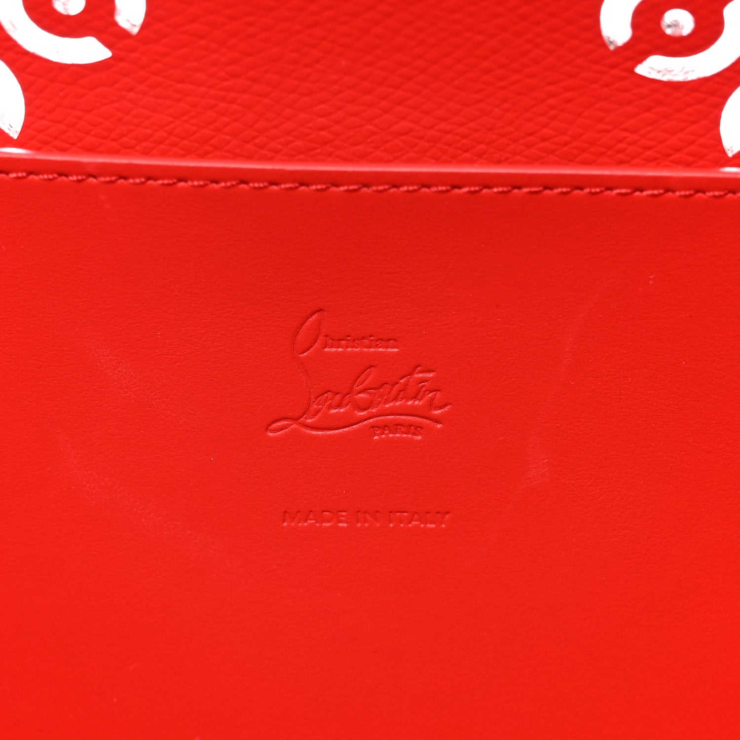 Christian Louboutin Calfskin Perforated Large Loubinthesky Cabarock Spikes Tote Snow 6 of 9