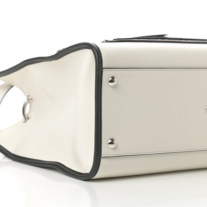 Fendi Vitello Century Velvet F is Fendi FF Embroidered Regular Runaway Satchel White Black 9 of 11