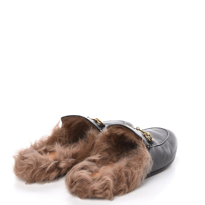 Gucci Calfskin Fur Womens Princetown Slippers 38 Black 4 of 8