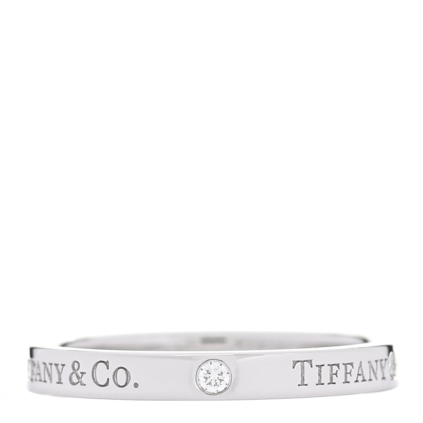 Platinum Diamond Logo Band Ring 63 10.5