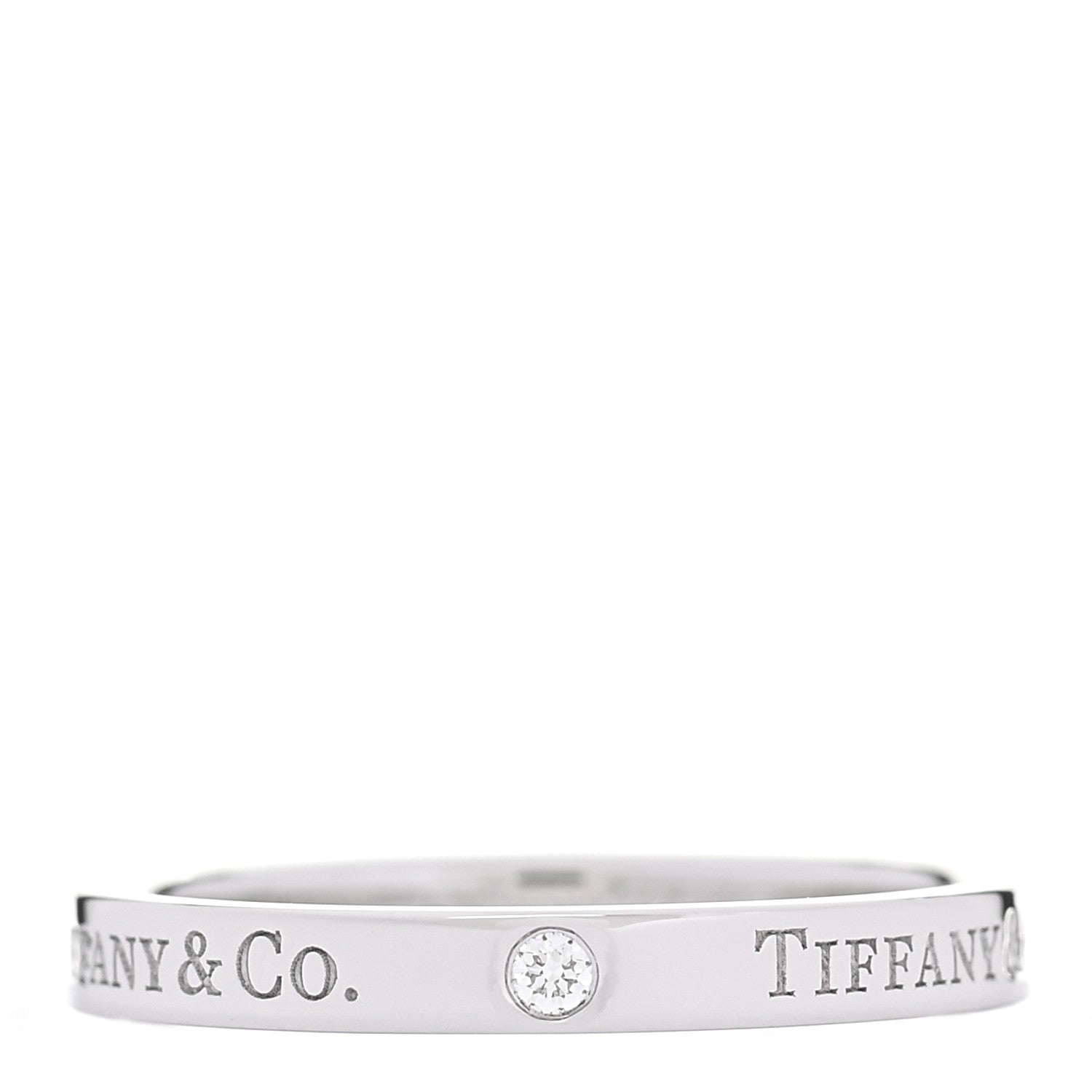Tiffany Platinum Diamond Logo Band Ring 63 10.5 1 of 4