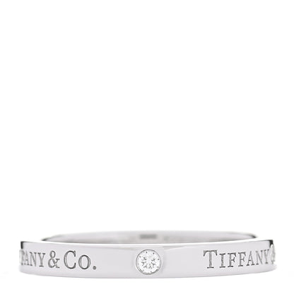 Tiffany Platinum Diamond Logo Band Ring 63 10.5 1 of 4