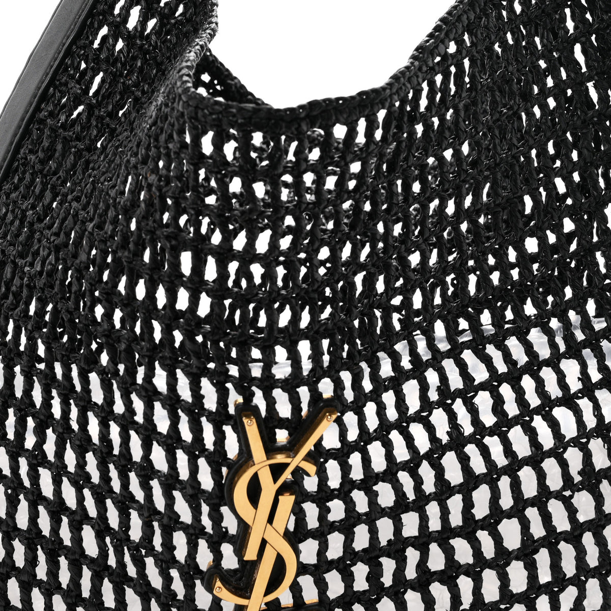 Saint Laurent Raffia Calfskin Oxalis Shoulder Bag Black 8 of 10