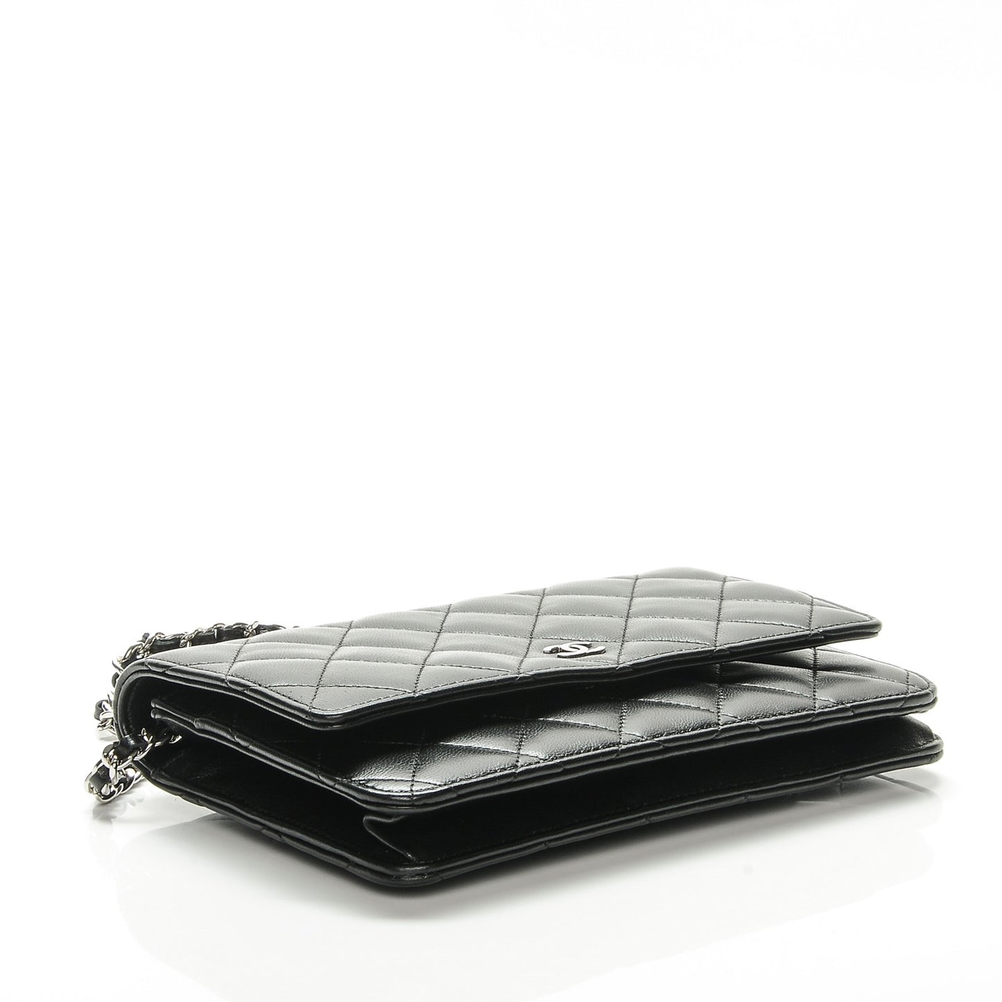Lambskin Quilted Wallet On Chain WOC Black
