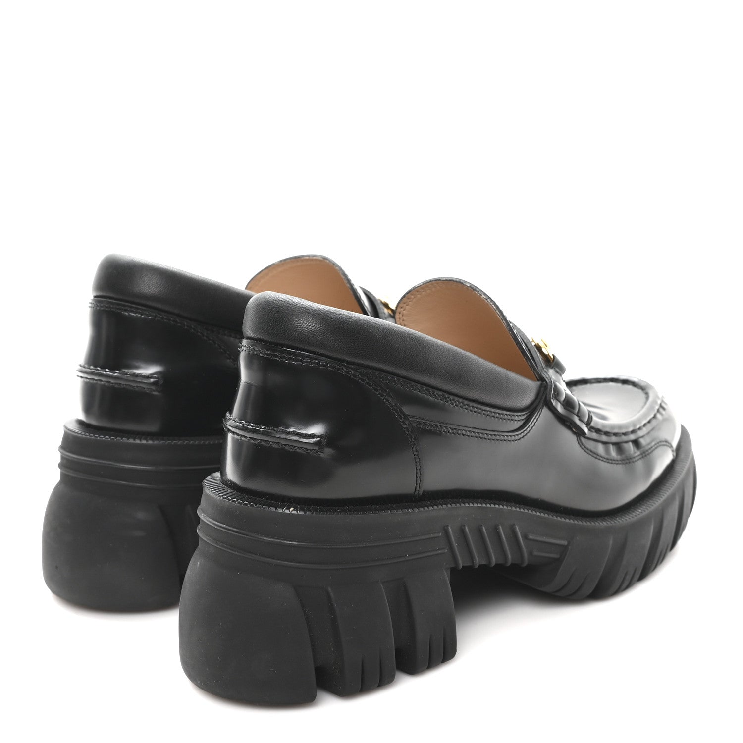 Gucci Magnum Calfskin Nappa Samoa Womens Horsebit Platform Chunky Lug Sole 40mm Loafers 40 Black 5 of 11