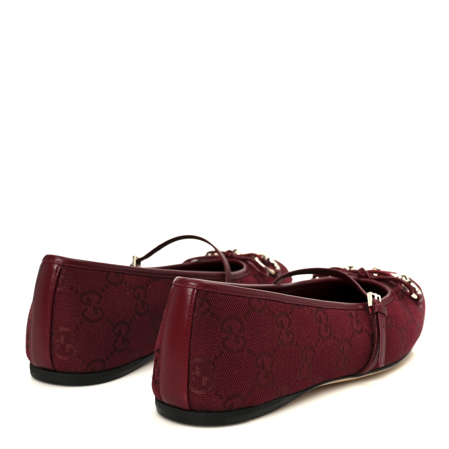 Gucci GG Monogram Horsebit Ballet Flats 37.5 Rosso Ancora 5 of 10
