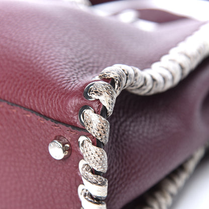 Fendi Cuoio Romano Elaphe Selleria Lace Up Bi-Color Medium Peekaboo Iconic Satchel Bordeaux Grigio Polvere Natural 12 of 15