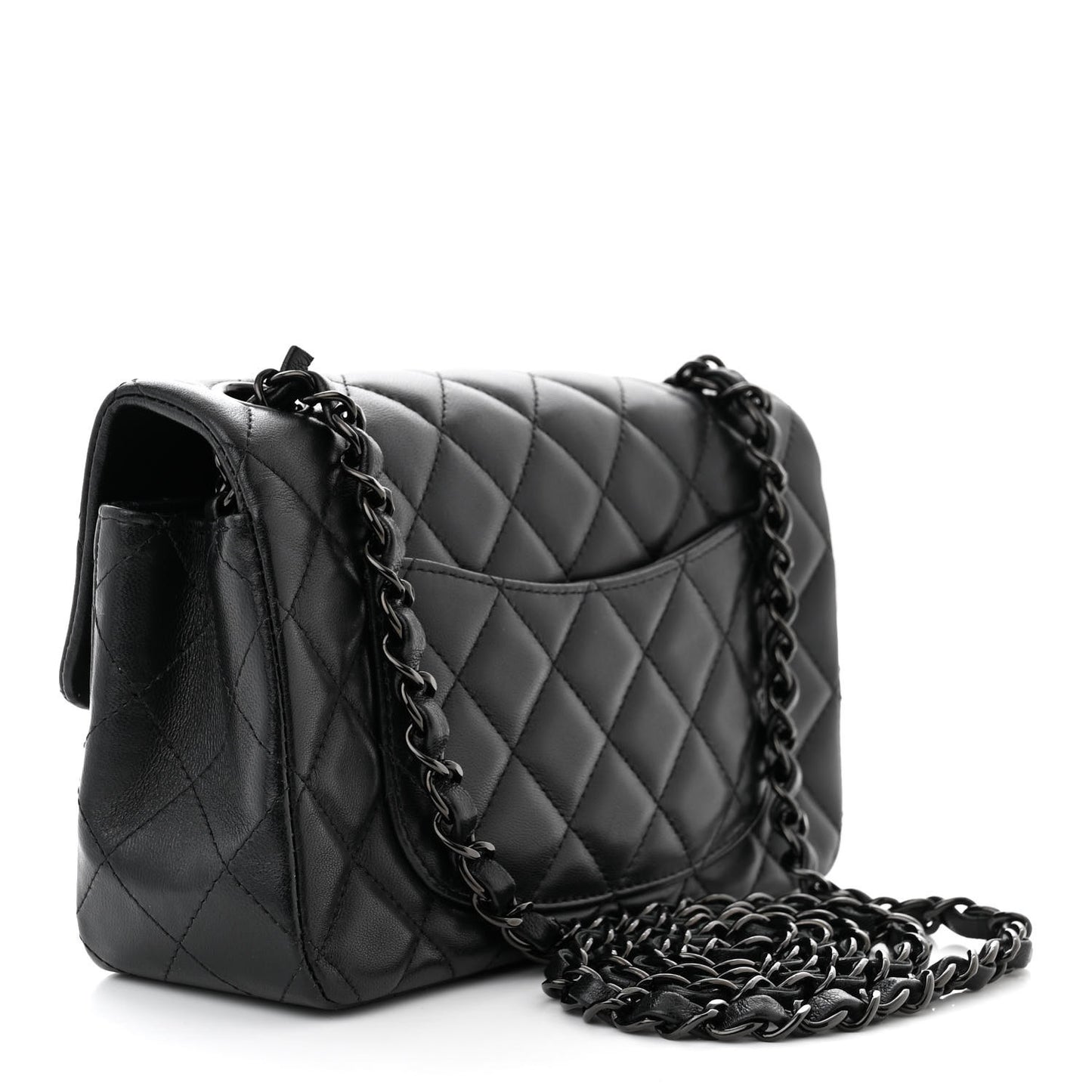 Lambskin Quilted Mini Rectangular Flap So Black