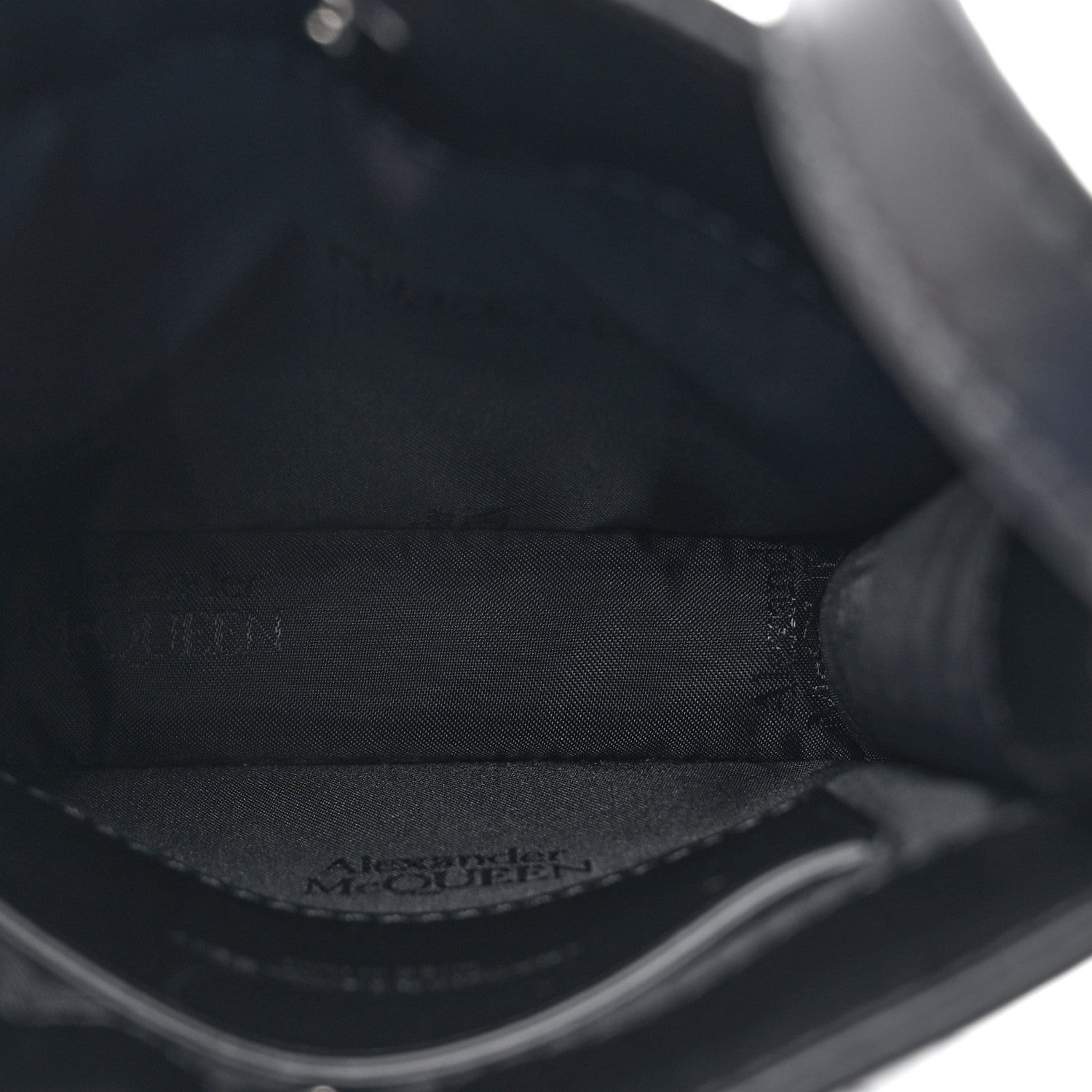Alexander McQueen Nylon Calfskin Graffiti Logo Mini Crossbody Bag  Black Off White 5 of 9