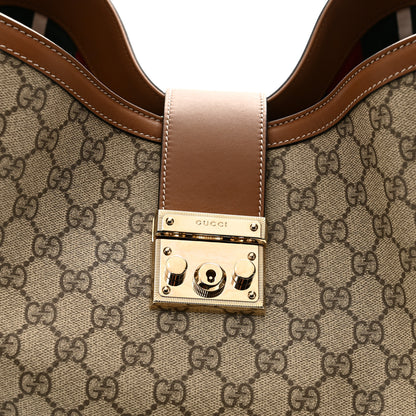 Gucci GG Icon Monogram Padlock Shoulder Bag Beige Dark Brown 8 of 10