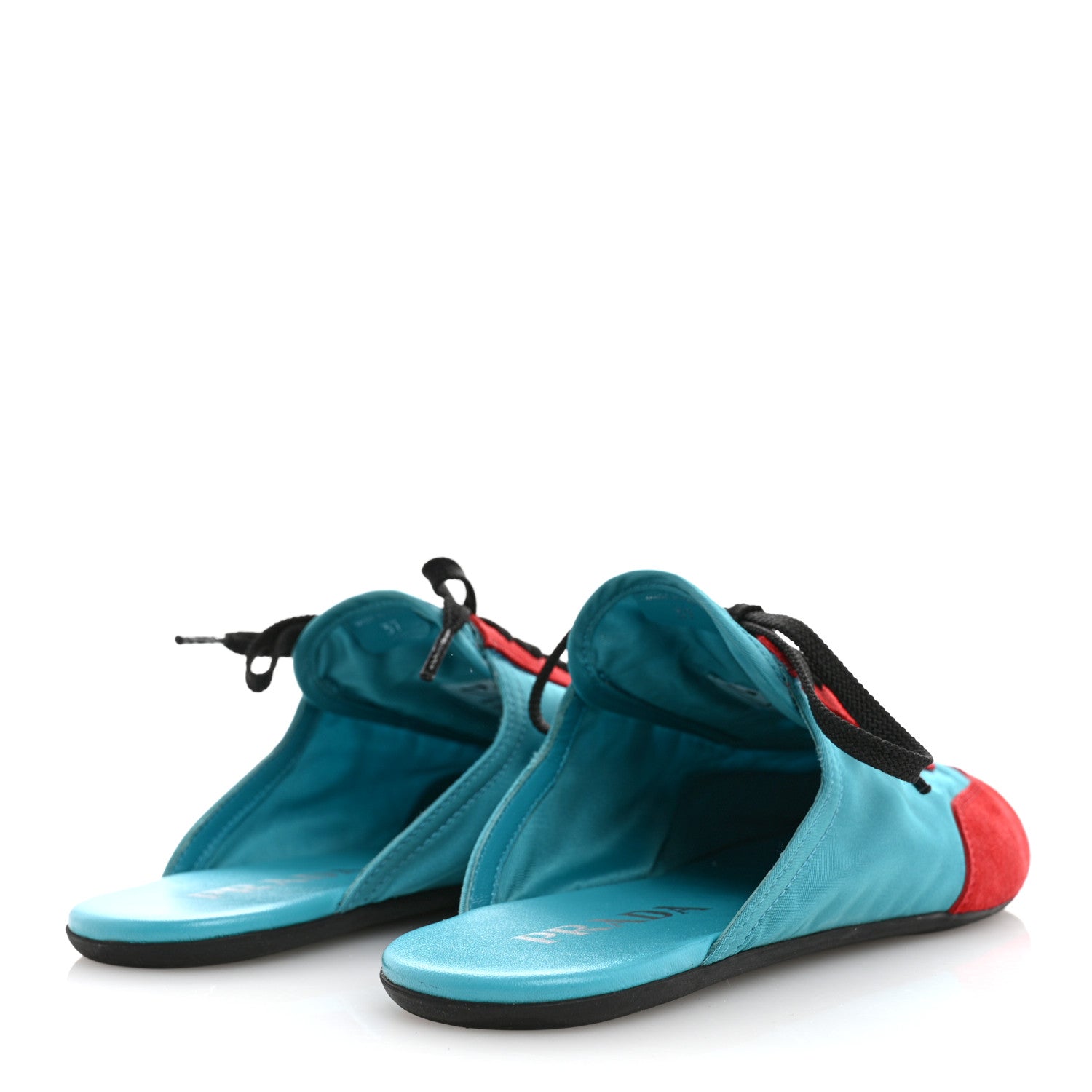 Prada Re-Nylon Suede Mules Sneakers 37 Turchese Rosso 6 of 10