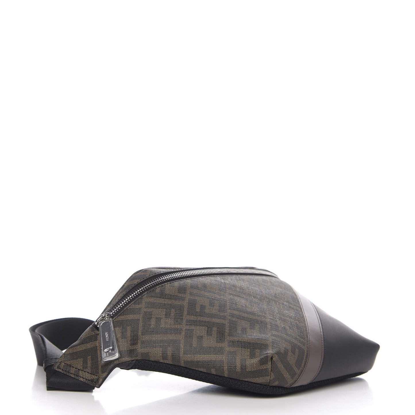 Glazed Fabric Vitello Liberty FF 1974 Diagonal Belt Bag Tobacco Moresco Black