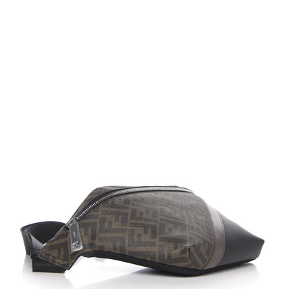 Fendi Glazed Fabric Vitello Liberty FF 1974 Diagonal Belt Bag Tobacco Moresco Black 3 of 9