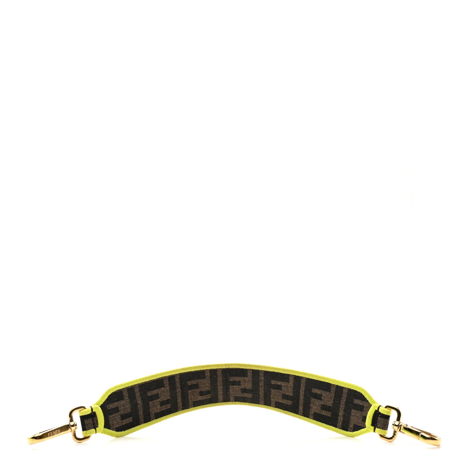 Fendi Fabric Jacquard FF 1974 Logo Threaded Edge Mini Strap You Tobacco Moro Giallo Fluo 2 of 4
