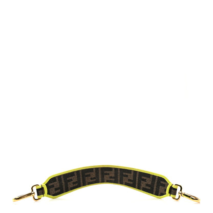 Fendi Fabric Jacquard FF 1974 Logo Threaded Edge Mini Strap You Tobacco Moro Giallo Fluo 2 of 4