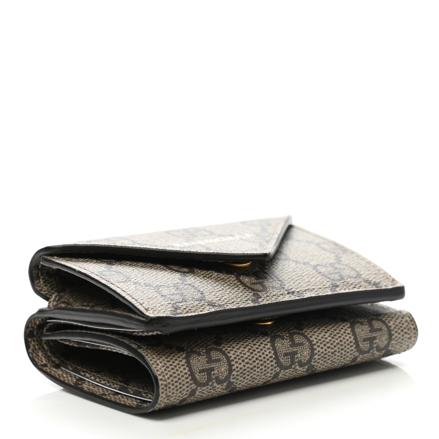 X BALENCIAGA GG Supreme Monogram Logo Envelope Card Case Wallet Beige Ebony Mystic White
