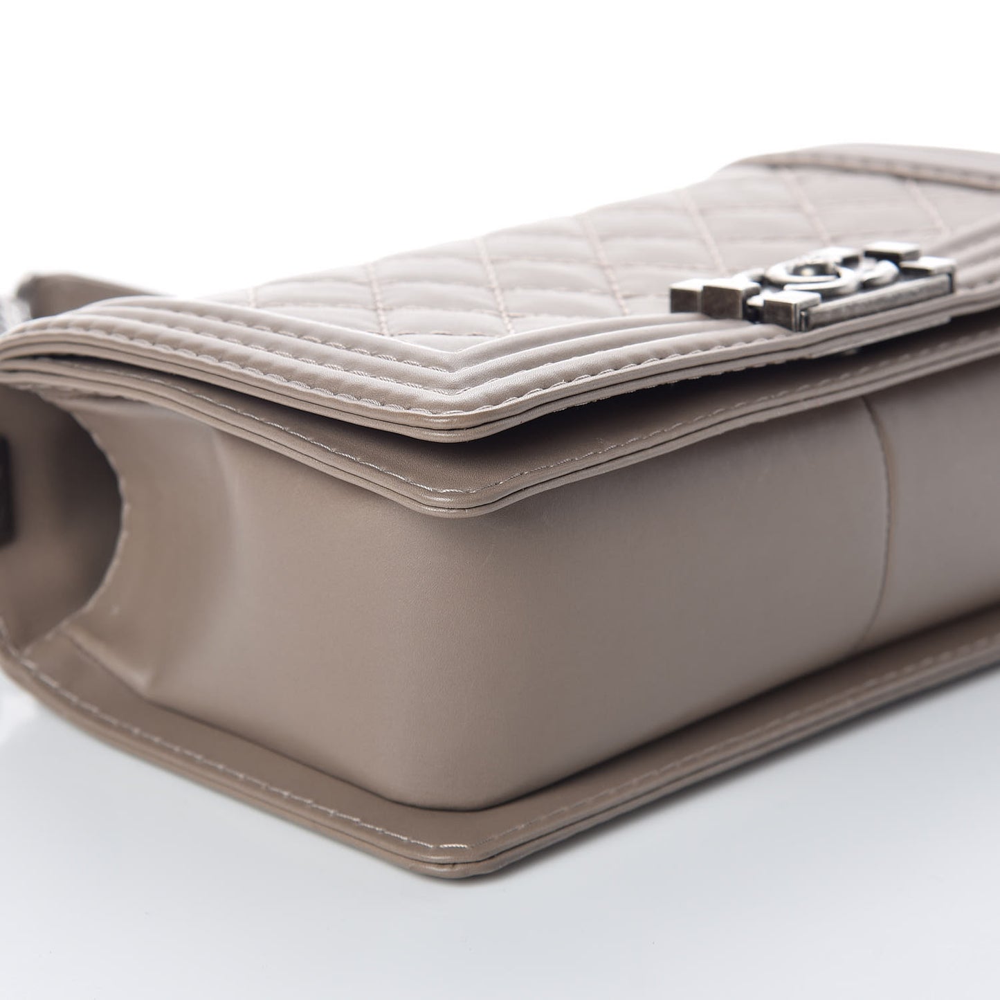 Calfskin Stitched Medium Boy Flap Taupe