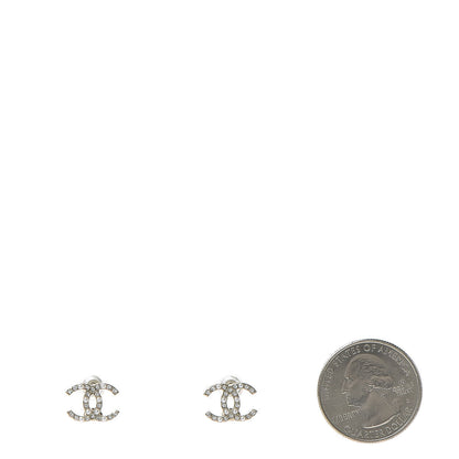 Chanel Crystal Pearl Mini CC Earrings Gold 2 of 5