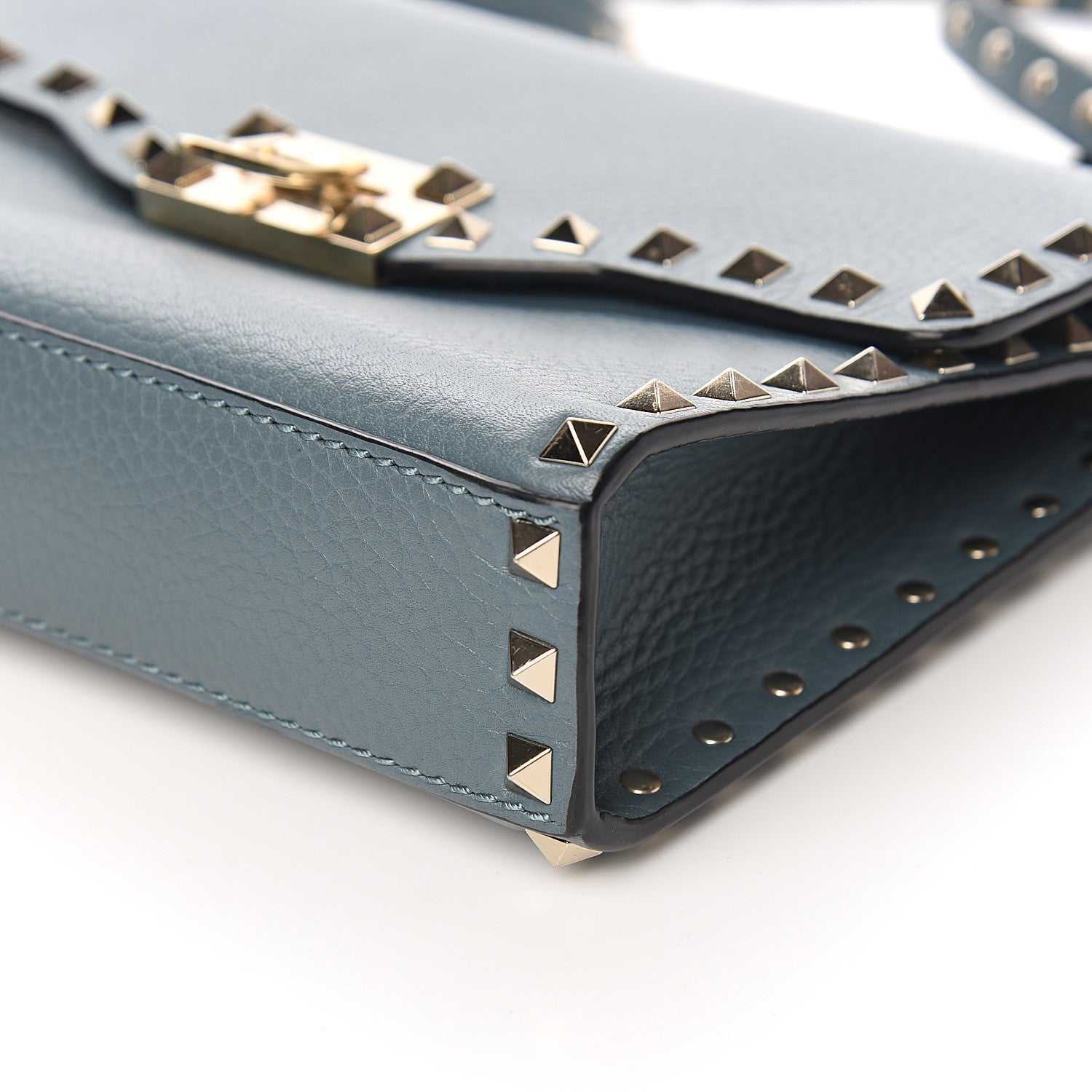 Valentino Garavani Pebbled Calfskin Medium Rockstud Flip Lock Crossbody Bag Sarcelle 8 of 9