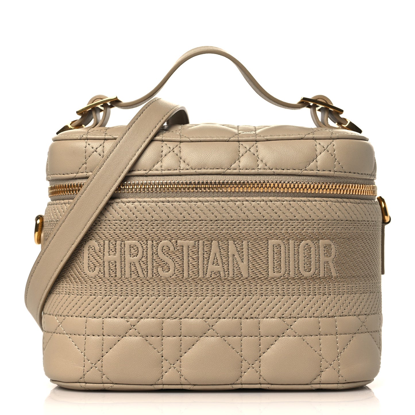 Lambskin Cannage Small Diortravel Vanity Case Light Beige