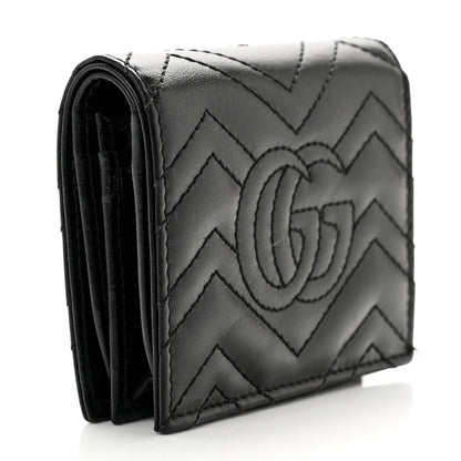 Gucci Calfskin Matelasse GG Marmont Card Case Wallet Black 3 of 8