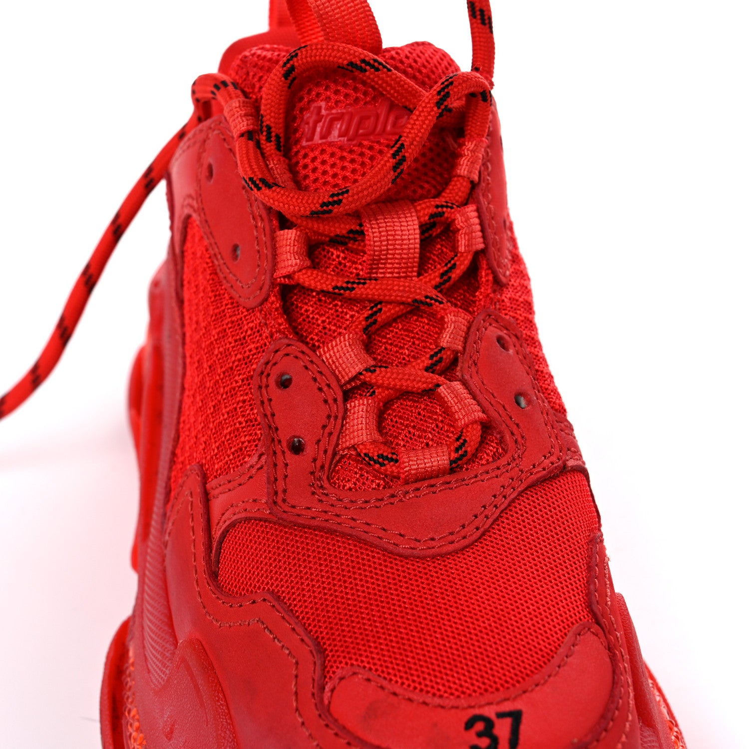 Balenciaga Fabric Mesh Clear Sole Womens Triple S Sneakers 37 Rouge Vif 11 of 17