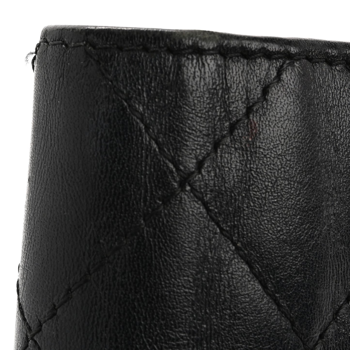 Calfskin Quilted Cambon Yen Wallet Black