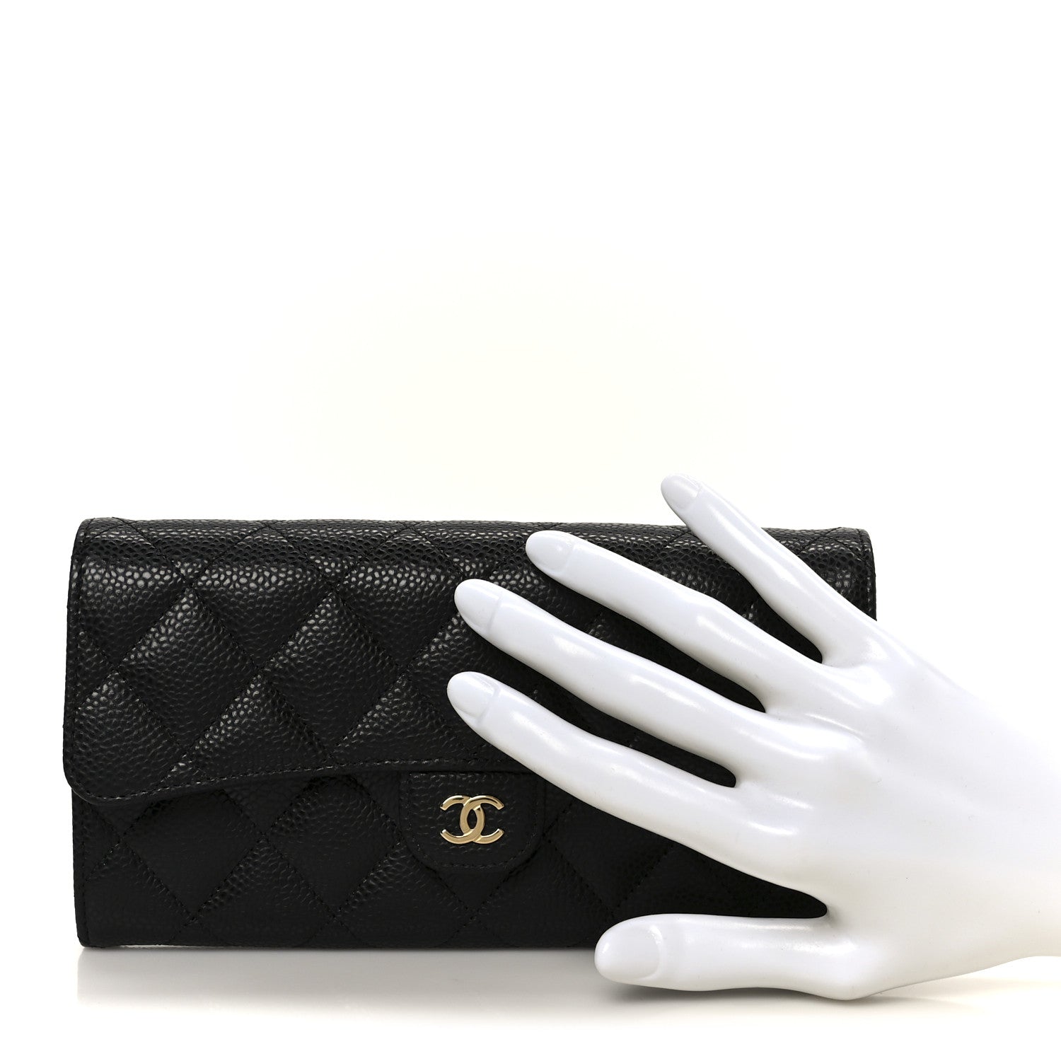 Chanel Caviar Quilted Large Gusset Flap Wallet Black 2 of 10